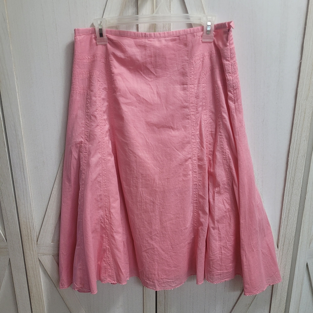 Sigrid‎ Olsen Pink Cotton Skirt, Embroidered